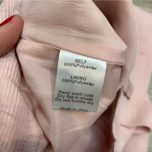 All: Row Pastel Pink Bermuda Shorts Ribbed Print Wide Leg High Waist - Picture 4 of 8